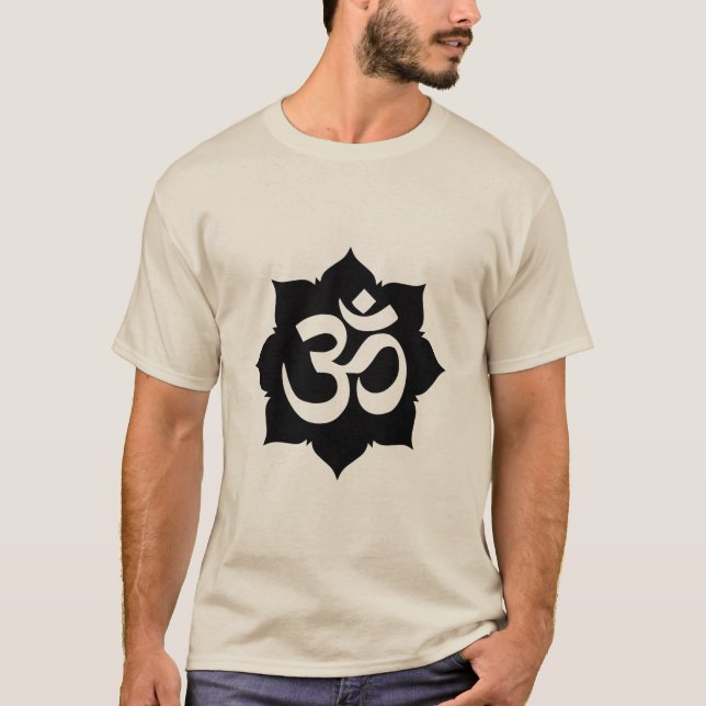 OM-symbol Lotus Spirituality Carbon Fiber Decor T-shirt (Framsida)