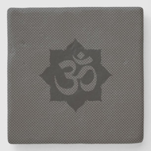 OM Symbol Lotus Spirituality Yoga Carbon Stil Underlägg Sten