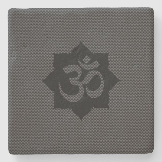 OM Symbol Lotus Spirituality Yoga Carbon Stil Underlägg Sten (Framsidan)