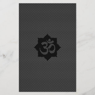 OM Symbol Lotus Spirituality Yoga in Carbon Fiber Flygblad