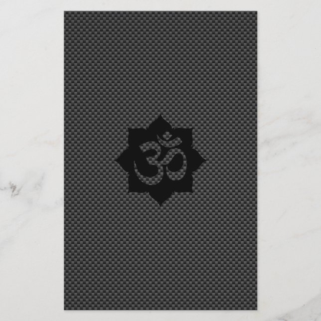 OM Symbol Lotus Spirituality Yoga in Carbon Fiber Flygblad (Framsidan)