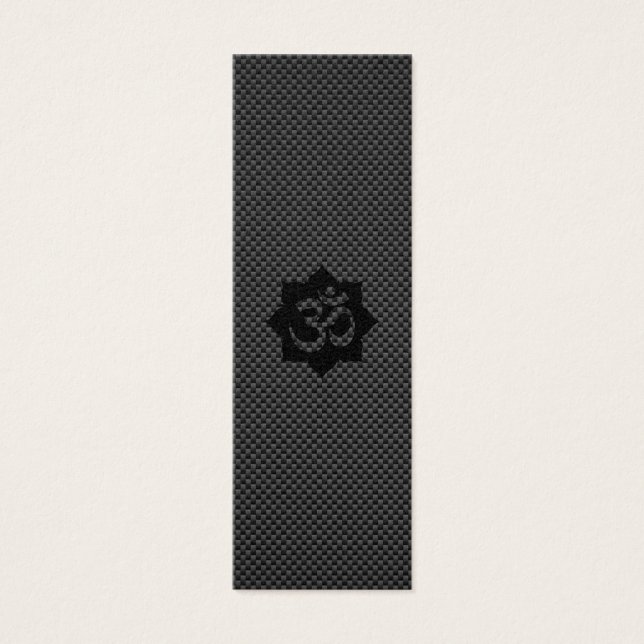 OM Symbol Lotus Spirituality Yoga in Carbon Fiber Litet Visitkort (Framsidan)