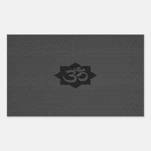 OM Symbol Lotus Spirituality Yoga in Carbon Fiber Rektangulärt Klistermärke