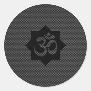 OM Symbol Lotus Spirituality Yoga in Carbon Fiber Runt Klistermärke