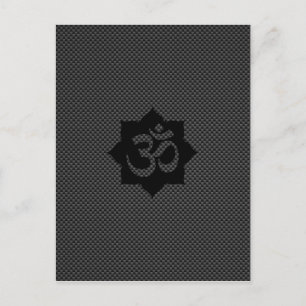 OM Symbol Lotus Spirituality Yoga in Carbon Fiber Vykort