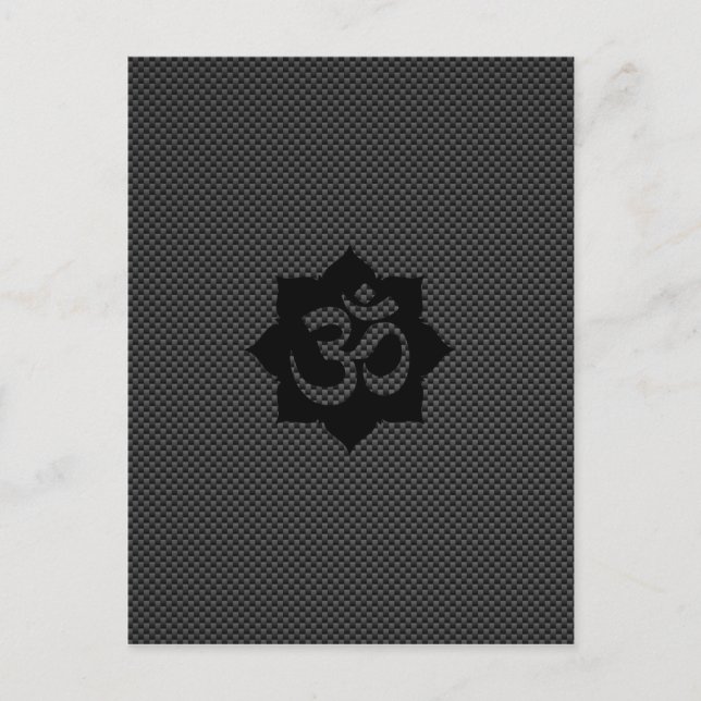 OM Symbol Lotus Spirituality Yoga in Carbon Fiber Vykort (Framsida)