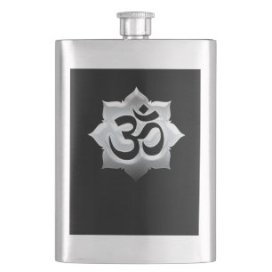 OM Symbol Lotus Spirituality Yoga Vapensköld Fickplunta