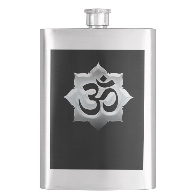 OM Symbol Lotus Spirituality Yoga Vapensköld Fickplunta (Framsidan)