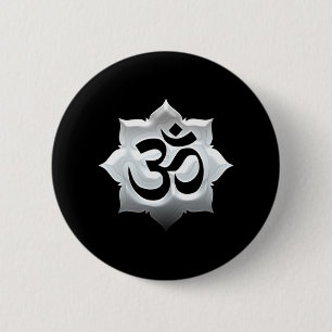 OM Symbol Lotus Spirituality Yoga Vapensköld Knapp