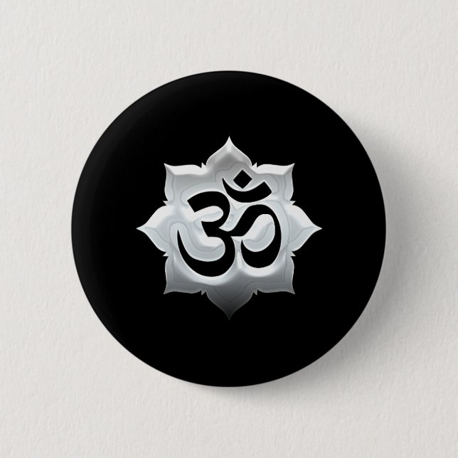 OM Symbol Lotus Spirituality Yoga Vapensköld Knapp (Framsida)