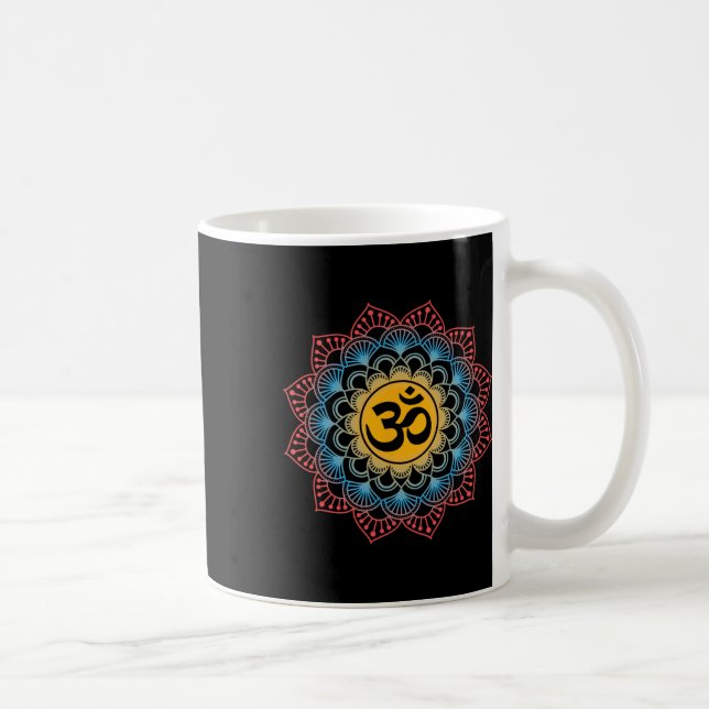 Om Symbol Mandala Blomma Meditation Träning Yoga L Kaffemugg (Höger)