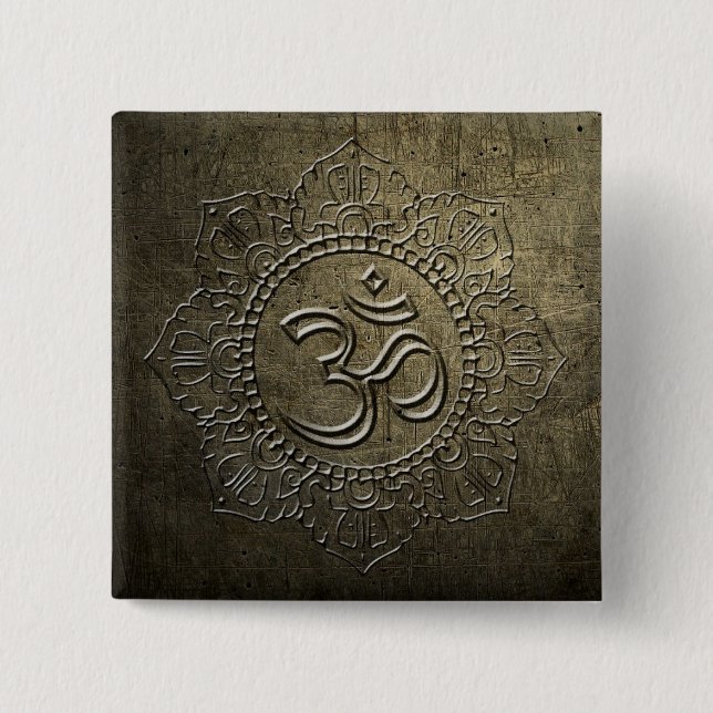 OM Symbol Mandala Bronze Metall, effekt 3-knapp Knapp (Framsida)