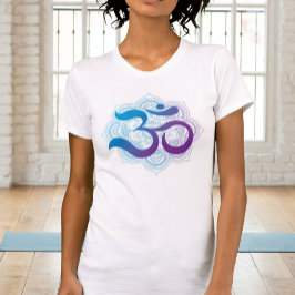 Om Symbol Mandala Flower White Yoga T Shirt