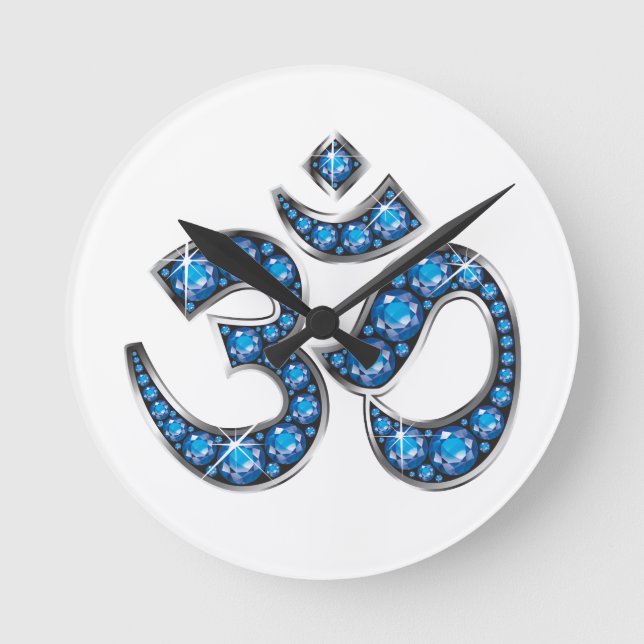 Om symbol med "Aquamarine"-stenar Rund Klocka (Framsida)
