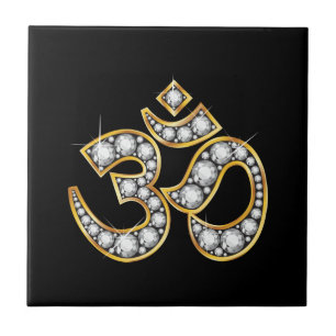 Om-symbol med "diamant" stenar kakelplatta