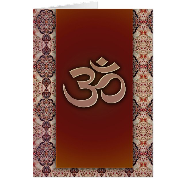Om-symbol med indisk designbakgrund hälsningskort (Framsidan)