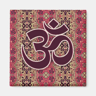 Om-symbol med indisk designbakgrund magnet