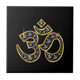 Om-symbol med "Onyx" stenar Kakelplatta