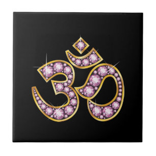 Om-symbol med "Ro Quartz"-stoner Kakelplatta