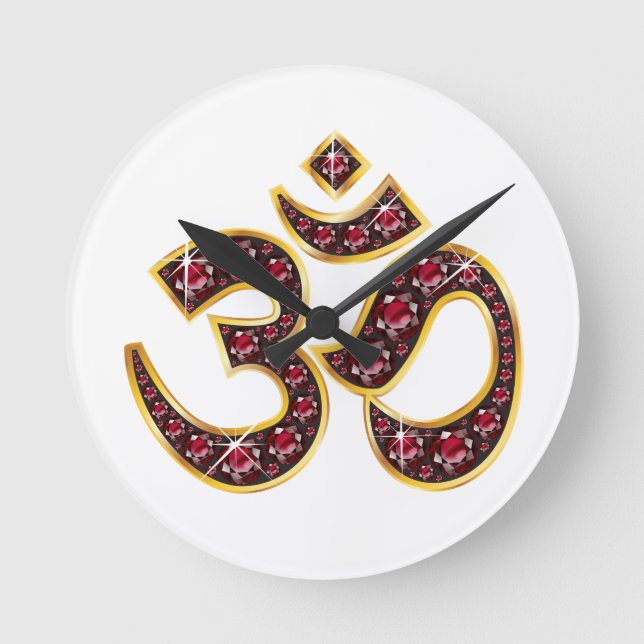 Om symbol med "Ruby"-stenar Rund Klocka (Framsida)