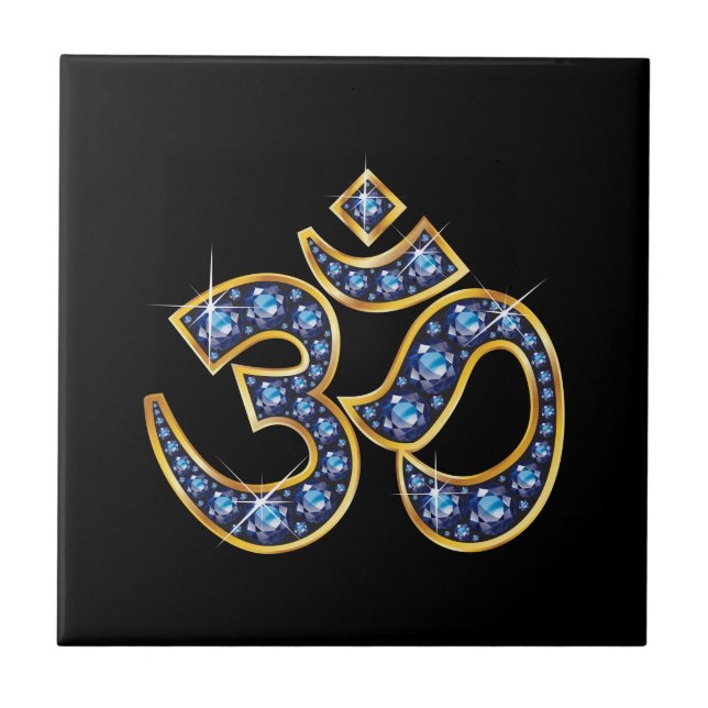 Om symbol med "Sapphire"-stenar Kakelplatta (Framsidan)