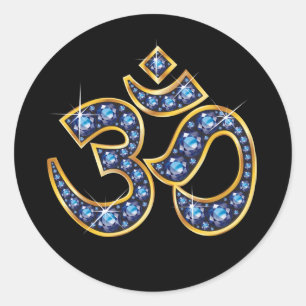Om symbol med "Sapphire"-stenar Runt Klistermärke