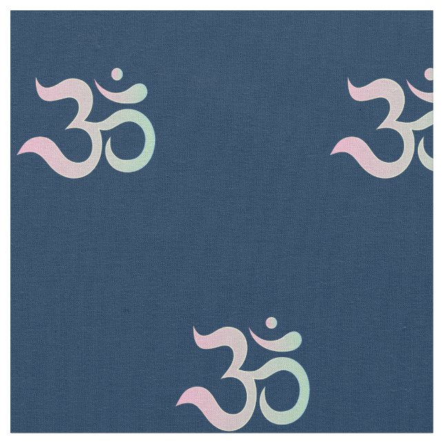 Om symbol mönster Sanskrit pastel rosa grönt blue Tyg (Närbild)