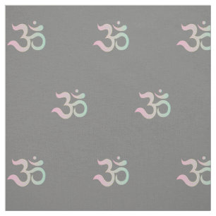 Om symbol mönster Sanskrit pastel rosa grönt grått Tyg