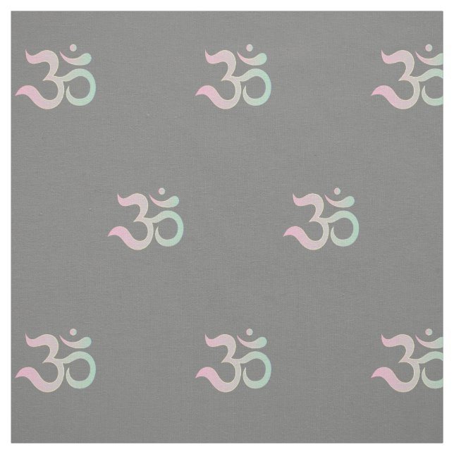 Om symbol mönster Sanskrit pastel rosa grönt grått Tyg (Provkarta)