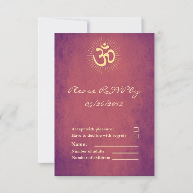 OM-symbol RSVP-kort Hindu-vigsel Inbjudningar (Framsida)
