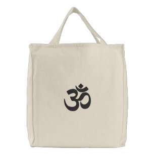 OM Symbol Spirituality Yoga Embroidery Broderad Tygkasse