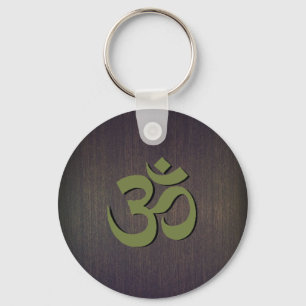 OM Symbol Wood-utseende Nyckelring