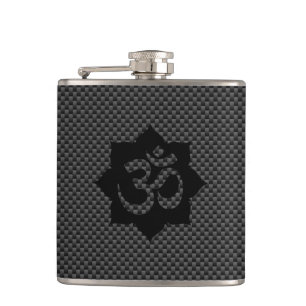 OM-symbolen Lotus Spirituality in Carbon Fiber Sti Fickplunta