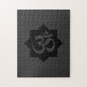 OM-symbolen Lotus Spirituality in Carbon Fiber Sti Pussel