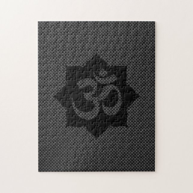 OM-symbolen Lotus Spirituality in Carbon Fiber Sti Pussel (Vertikal)