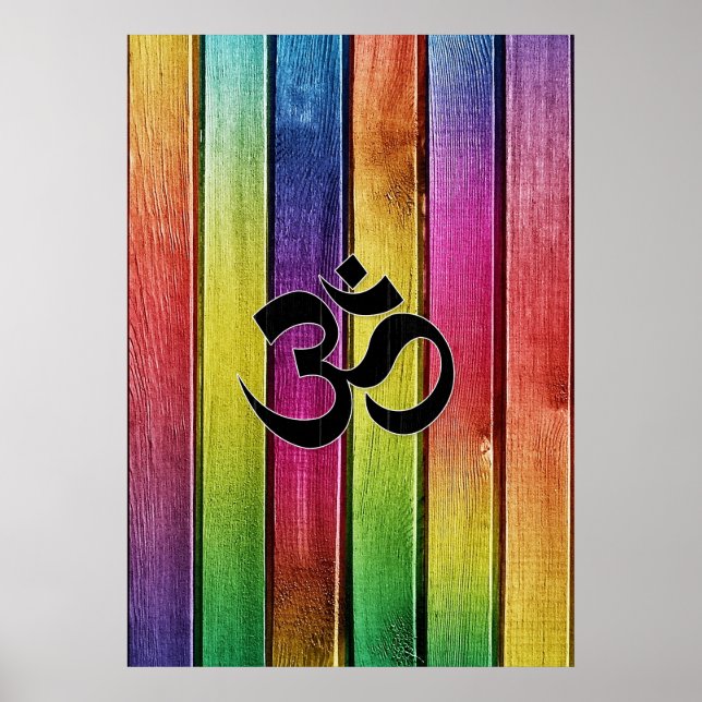 Om-tecken på multifärgad poster (Framsidan)