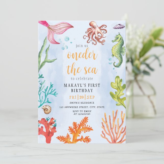 om temapartyet om sjöjungfru till havs första föde inbjudningar (Stående Fram)