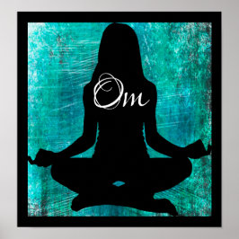 Om turkos och Black Women Meditating Yoga Poste Poster