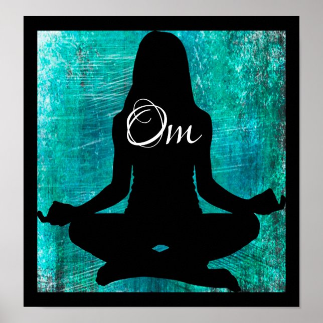 Om turkos och Black Women Meditating Yoga Poste Poster (Framsidan)