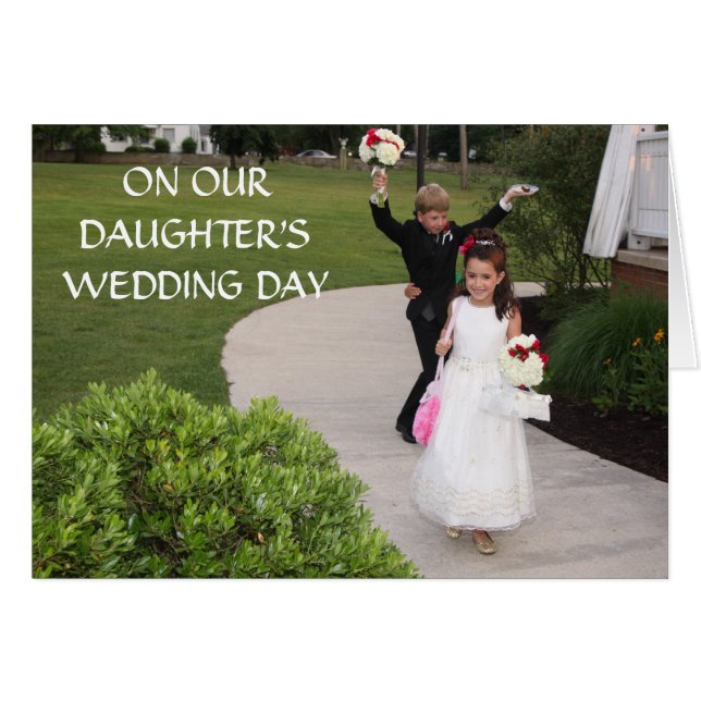 OM VÅR ***DAUGHTERS**-BRÖLLOPSDAG HÄLSNINGSKORT (Framsidan Horizontal)