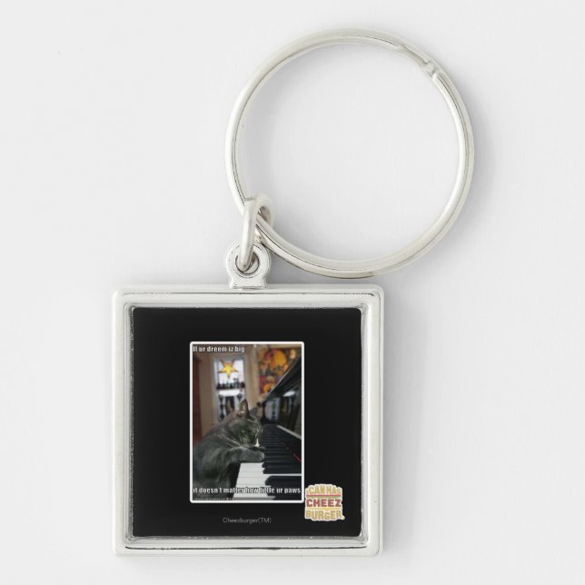 Om vår dröm är stor fyrkantig silverfärgad nyckelring (Framsidan)