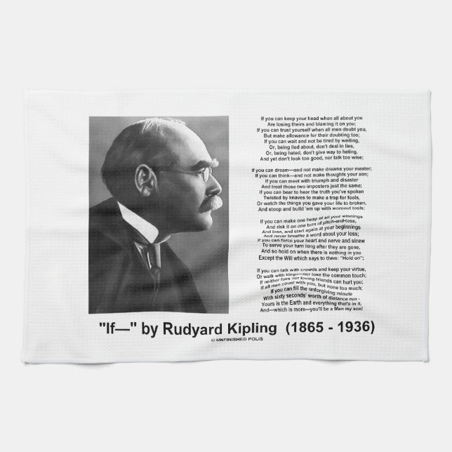 Om vid Rudyard Kipling Motivational rådgivningdikt Kökshandduk (Horisontell)
