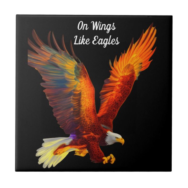 Om Vingar som Eagles Isaiah Bible Verse Kakelplatta (Framsidan)