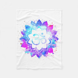 *~* OM White Rosa Lila Lotus Flower Mandala Fleecefilt