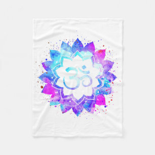 *~* OM White Rosa Lila Lotus Flower Mandala Fleecefilt