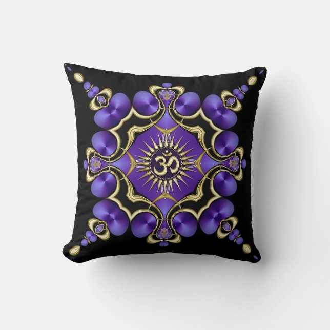 OM Yoga Arts Golden Lila Cushion Kudde (Framsida)