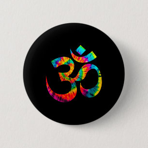 Om Yoga Aum Ohm Hinduisk Andlig Meditation Tie Dye Knapp