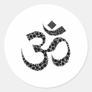 Om Yoga Aum Ohm Hinduisk meditationssymbol grafik Runt Klistermärke