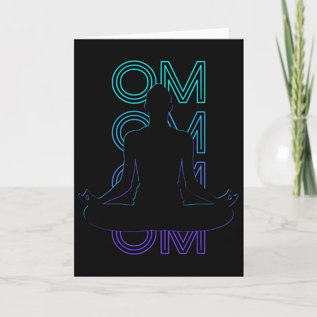Om Yoga Meditation Buddhist Buddhism Retro Kort (Framsida)