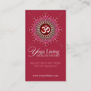 Om Yoga Rosa Energy Heyling New Age Affärskorts Visitkort